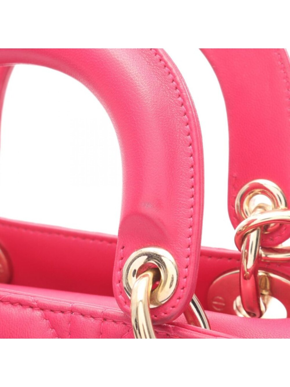 Dior Handbag Lady Dior Mini Cannage 2-Way Magenta Leather Lady Dior Tote - Picture 13 of 15